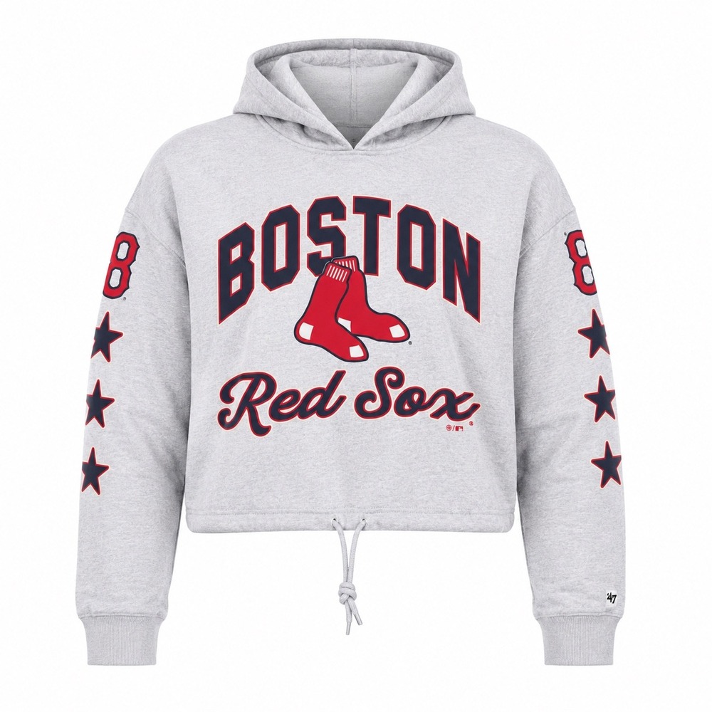Boston Red Sox Womens XL Relay Cropped Hoodie Heather Grey MLB Star streetwear